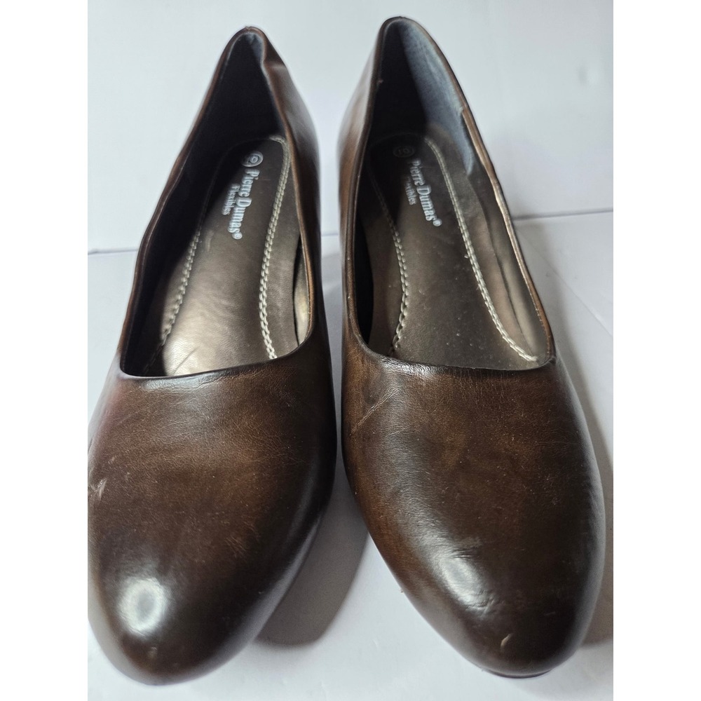 Pierre Dumas Flexibles Dexter-1 Brown Round Toe Block Heel Pumps Womens Size 10M